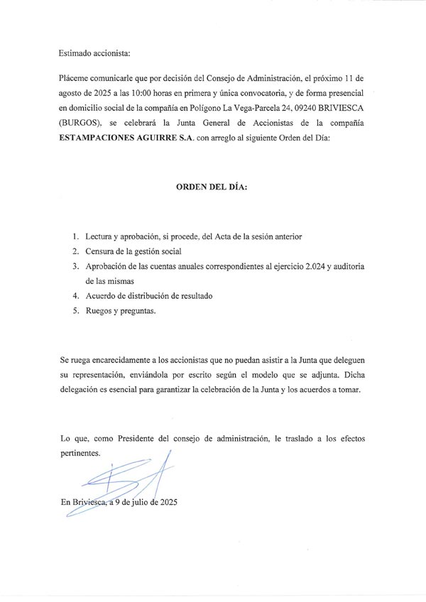 Convocatoria de junta